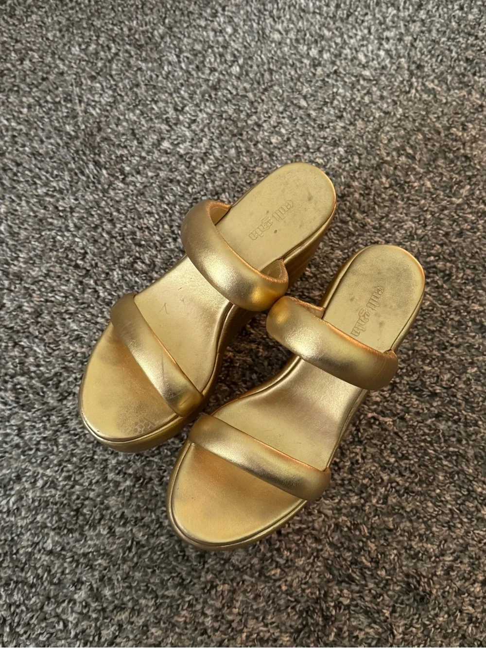 CULT GAIA Gold Platform Wedge Sandals